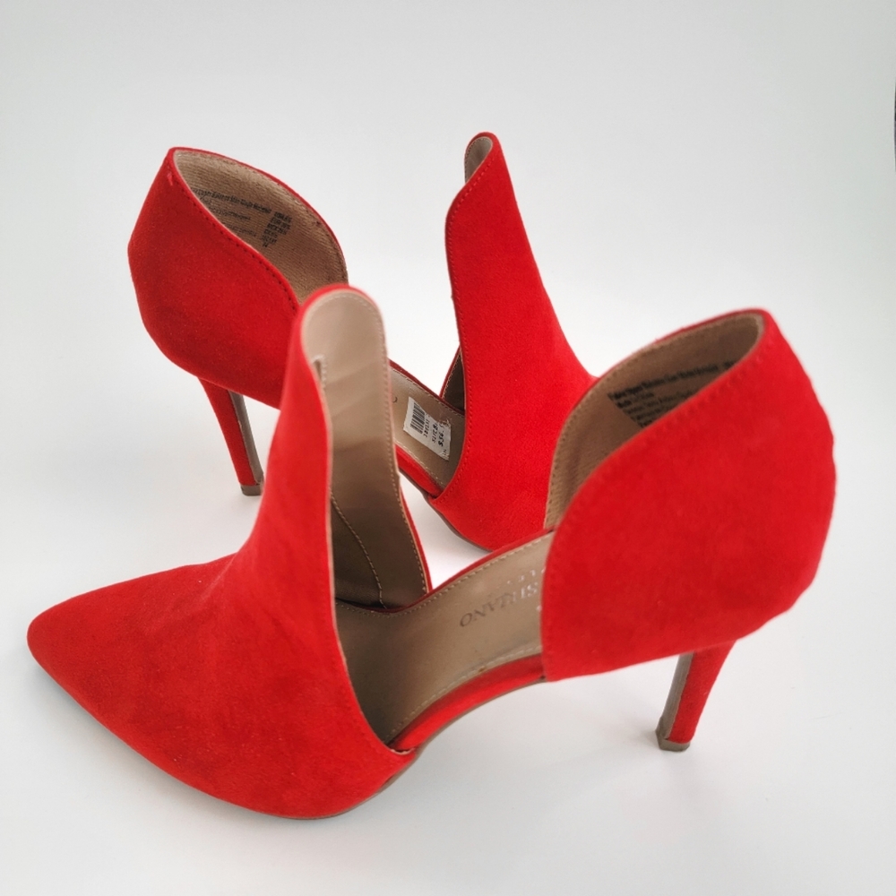 Christian Siriano faux suede heels red size 8.5